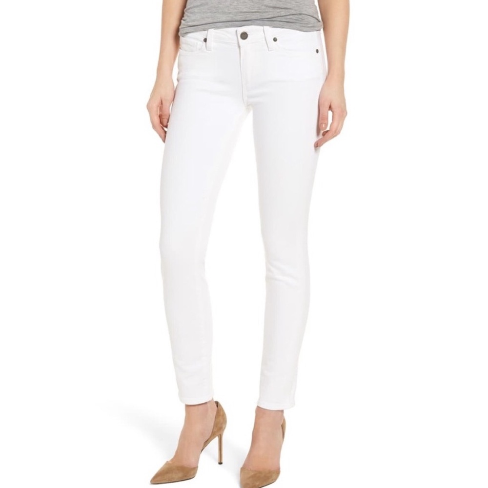 Anthro Paige Skyline Ankle Peg White Skinny Jeans
